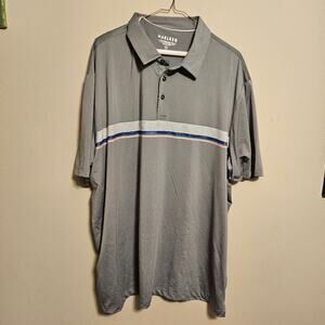 Maelreg Men's Performance Casual Striped Print Golf Polo Gray 3XL